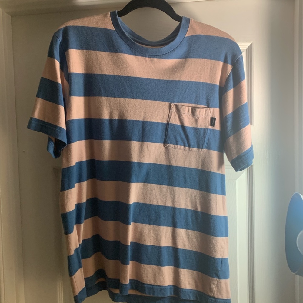 Pink and blue striped stussy T-shirt
